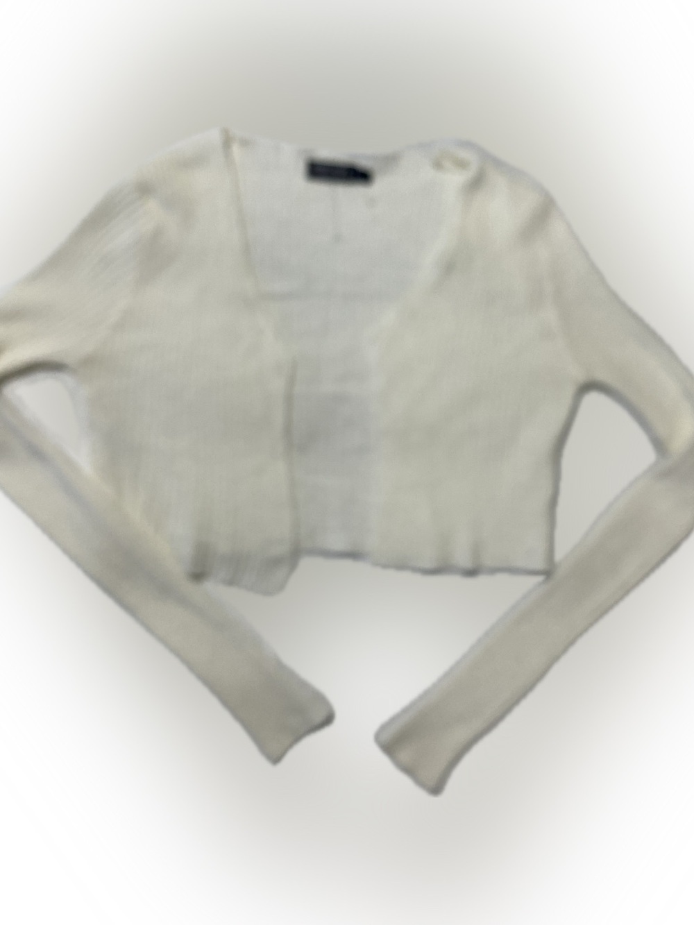 Nasty Gal Cream Cropped Ribbed Cardigan Shrug
